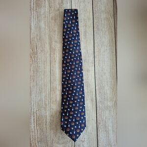 NWT Brooks Brothers Navy Background Gardening Theme Silk Tie
